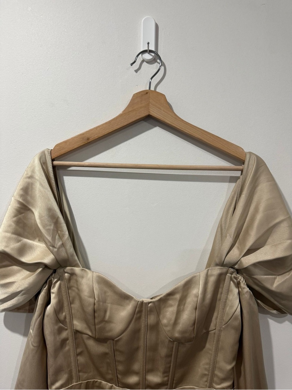 The Vintage Shop Champagne Satin Corset Mini Dress Size M - Picture 10 of 11